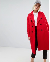 Женское красное пальто от Pull&Bear