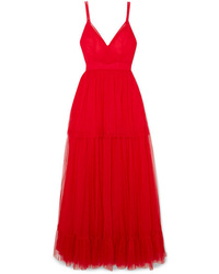 Красное платье-макси из фатина