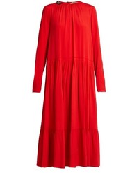 Красное платье-макси с украшением