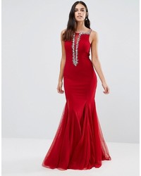 Красное платье-макси с украшением от Forever Unique