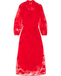 Красное платье-миди с вышивкой от Simone Rocha