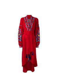 Красное платье-миди с вышивкой от Yuliya Magdych