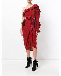 Красное платье-миди с принтом от Philosophy di Lorenzo Serafini