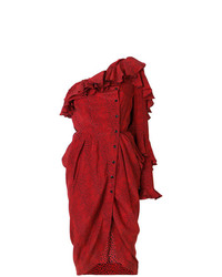 Красное платье-миди с принтом от Philosophy di Lorenzo Serafini