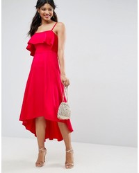 Красное платье-миди с рюшами от Asos