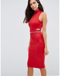 Красное платье-миди с украшением от AX Paris