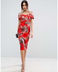 Красное платье-миди с цветочным принтом от Asos