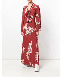 Красное платье-миди с цветочным принтом от McQ Alexander McQueen