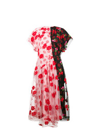 Красное платье-миди с цветочным принтом от Simone Rocha