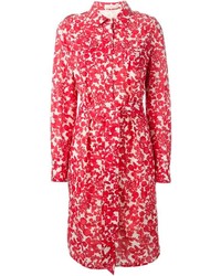 Красное платье-миди с цветочным принтом от Tory Burch
