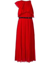 Красное платье-миди со складками от Giamba