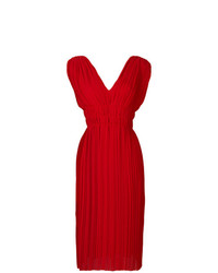 Красное платье-миди со складками от P.A.R.O.S.H.