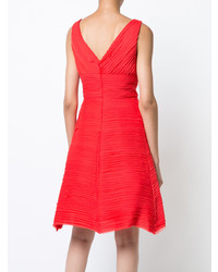 Красное платье-миди со складками от Marchesa Notte