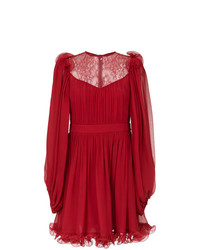 Красное платье-миди со складками от Reinaldo Lourenço