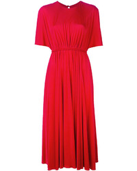 Красное платье-миди со складками от Valentino