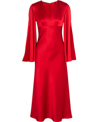 Красное платье-миди от Alexander McQueen