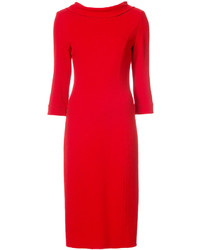 Красное платье-миди от Oscar de la Renta