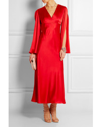 Красное платье-миди от Alexander McQueen