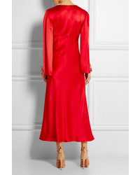 Красное платье-миди от Alexander McQueen