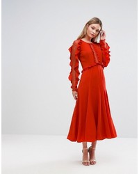 Красное платье-миди от Three floor