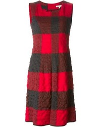 Красное платье прямого кроя в шотландскую клетку от Hache