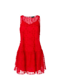 Красное платье прямого кроя с вышивкой от Ermanno Ermanno