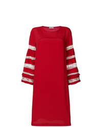 Красное платье прямого кроя с вышивкой от P.A.R.O.S.H.