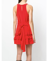 Красное платье прямого кроя с рюшами от IRO