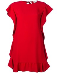 Красное платье прямого кроя с рюшами от RED Valentino