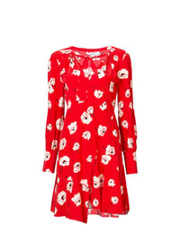 Красное платье прямого кроя с цветочным принтом от Derek Lam 10 Crosby