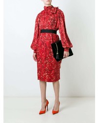 Красное платье прямого кроя с цветочным принтом от Nina Ricci Vintage