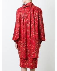 Красное платье прямого кроя с цветочным принтом от Nina Ricci Vintage