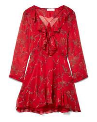 Красное платье прямого кроя с цветочным принтом от IRO