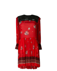 Красное платье прямого кроя с цветочным принтом от Philosophy di Lorenzo Serafini