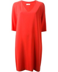 Красное платье прямого кроя от Alberto Biani