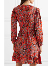 Красное платье с запахом с леопардовым принтом от Maje