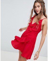 Красное платье с запахом с рюшами от Love & Other Things