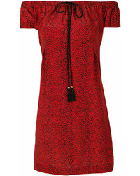 Красное платье с открытыми плечами с принтом от Philosophy di Lorenzo Serafini