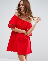 Красное платье с открытыми плечами от Asos
