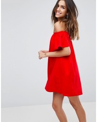 Красное платье с открытыми плечами от Asos