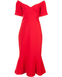 Красное платье с открытыми плечами от Cinq à Sept