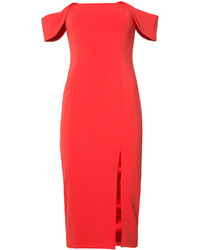 Красное платье с открытыми плечами от Jay Godfrey