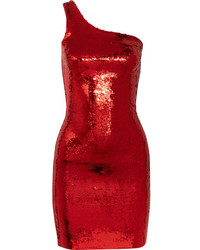 Красное платье с пайетками от Saint Laurent