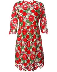 Красное платье с плиссированной юбкой с цветочным принтом от P.A.R.O.S.H.
