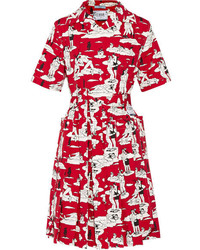 Красное платье с принтом от Prada