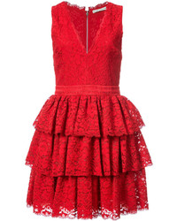 Красное платье с рюшами от Alice + Olivia