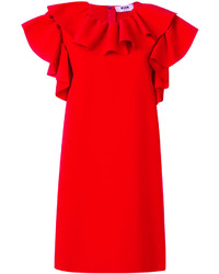 Красное платье с рюшами от MSGM