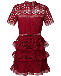 Красное платье с рюшами от Self-Portrait
