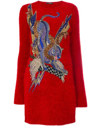Красное платье-свитер с вышивкой от Balmain