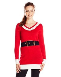 Красное платье-свитер с принтом